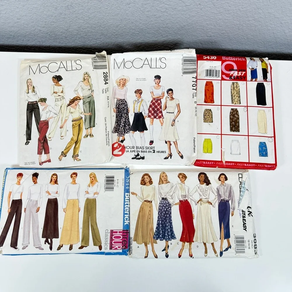 VTG 24pc Sewing Pattern Lot McCalls Simplicity Butterick Skirts Pants Shorts 90s